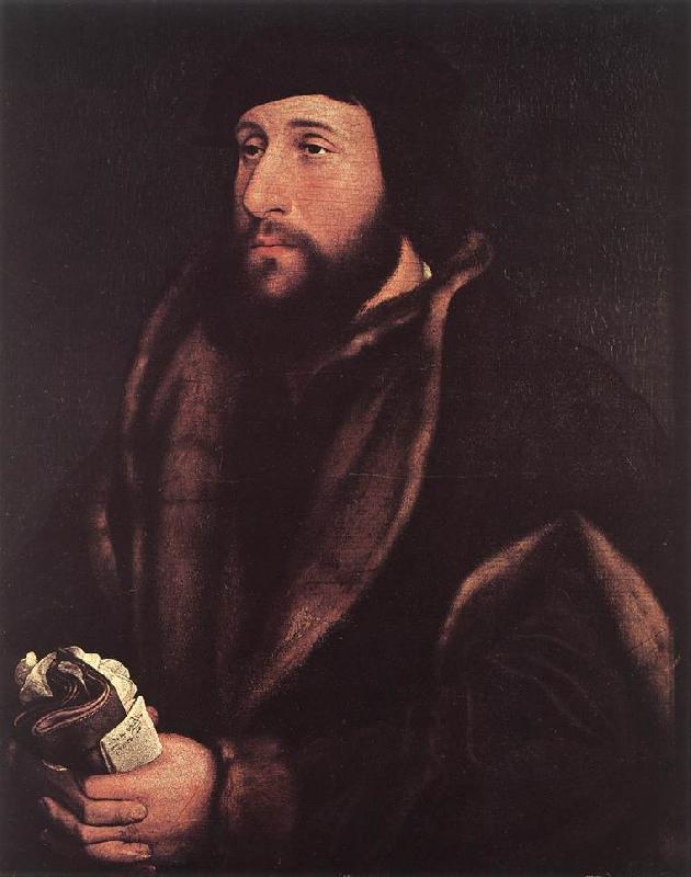 HOLBEIN, Hans the Younger Portrait of a Man Holding Gloves and Letter sg